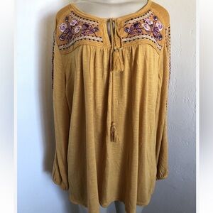 STYLE & CO Embroidered Tie Neck Tunic